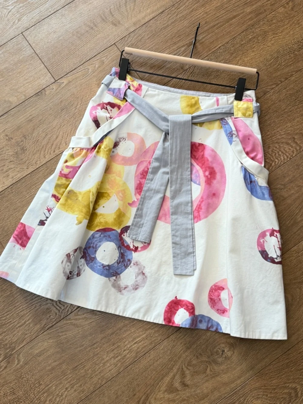 Anthropologie FEI Skirt A-line Fit Pockets Detachable Belt Cotton Pockets Sz 4